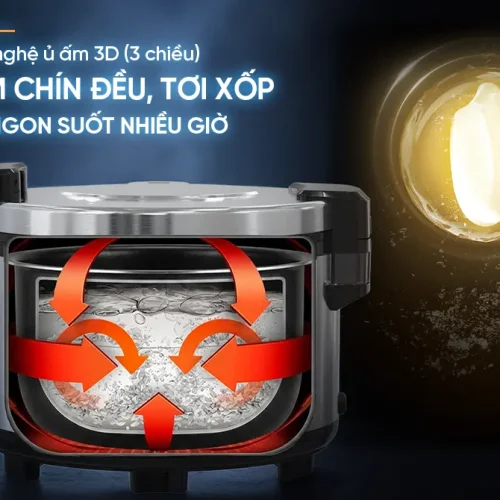 Công nghệ ủ ấm 3D giúp cơm chín đều của nồi cơm điện SUNHOUSE SHD8316