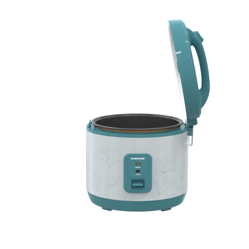 Nồi cơm điện SUNHOUSE SHD8605 màu xanh với nắp mở