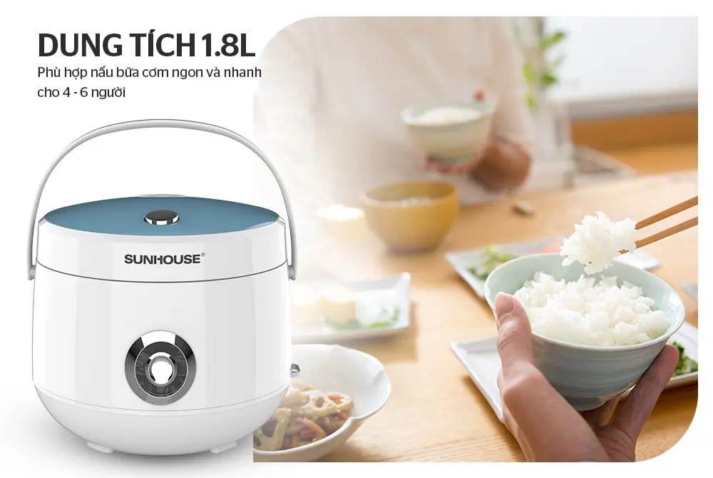 Nồi cơm điện SUNHOUSE SHD8606 dung tích 1.8 lít