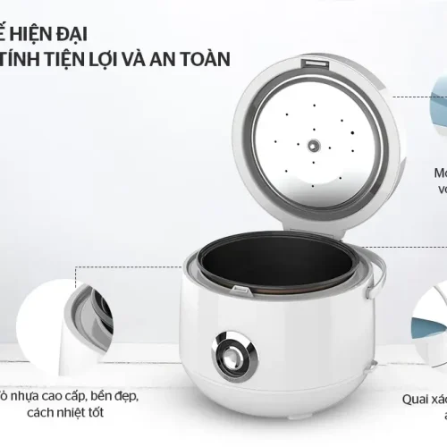 Nồi cơm điện SUNHOUSE SHD8606 mở nắp, có quai xách chống bỏng