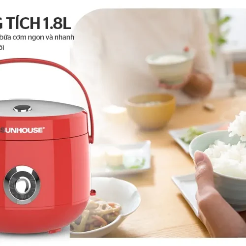 Nồi cơm điện SUNHOUSE SHD8606R màu đỏ 1.8 lít kèm hình cơm chín