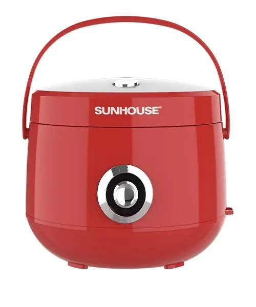 Nồi cơm điện SUNHOUSE SHD8606R màu đỏ dung tích 1.8 lít nhìn từ mặt trước