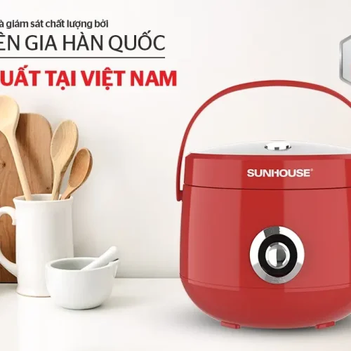 Nồi cơm điện SUNHOUSE SHD8606R màu đỏ với quai xách tiện lợi