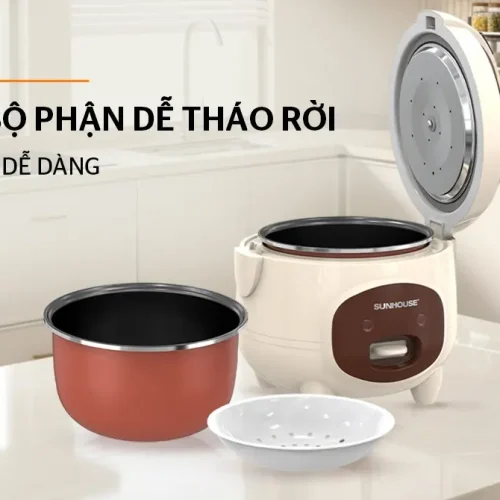 Lòng nồi và xửng hấp tháo rời của nồi cơm điện SUNHOUSE SHD8607BR
