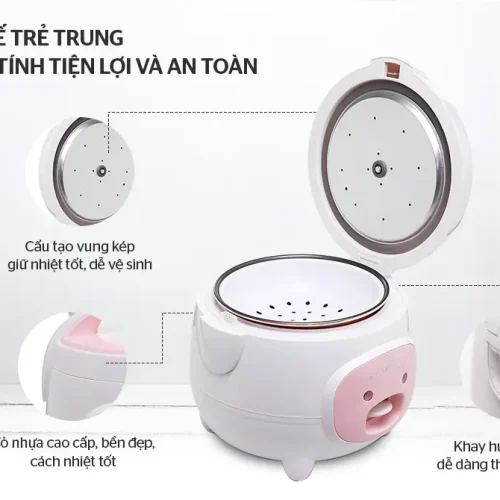 Cấu tạo nồi cơm điện SUNHOUSE SHD8607W 1.8 lít