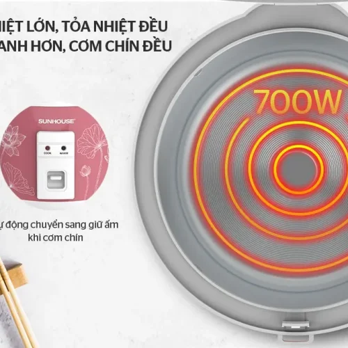Mâm nhiệt lớn 700W của nồi cơm điện SUNHOUSE SHD8609