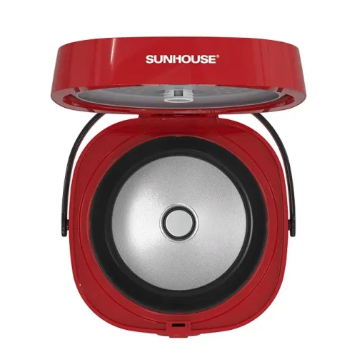 Nồi cơm điện SUNHOUSE SHD8611R 700W 1.8 lít màu đỏ với nắp mở nhìn chính diện
