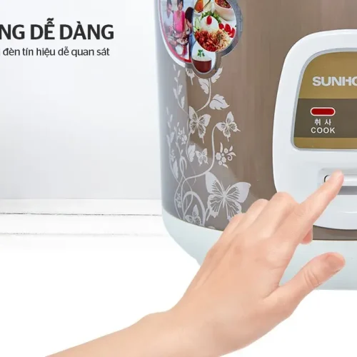 Bảng điều khiển nồi cơm điện SUNHOUSE SHD8616 với cần gạt và đèn báo chế độ nấu, giữ ấm
