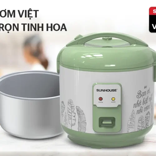 Nồi cơm điện SUNHOUSE SHD8621 màu xanh cùng lòng nồi chống dính