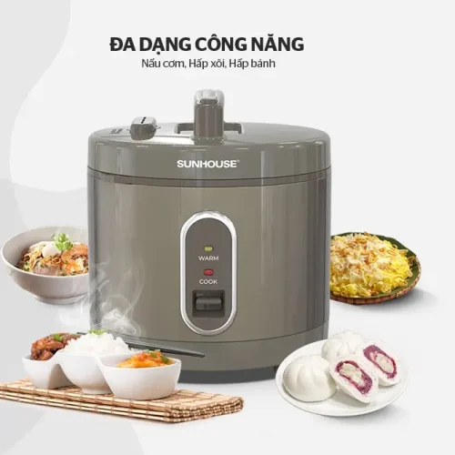 Nồi cơm điện SUNHOUSE SHD8631 1.8 lít đa dạng công năng nấu cơm hấp xôi hấp bánh