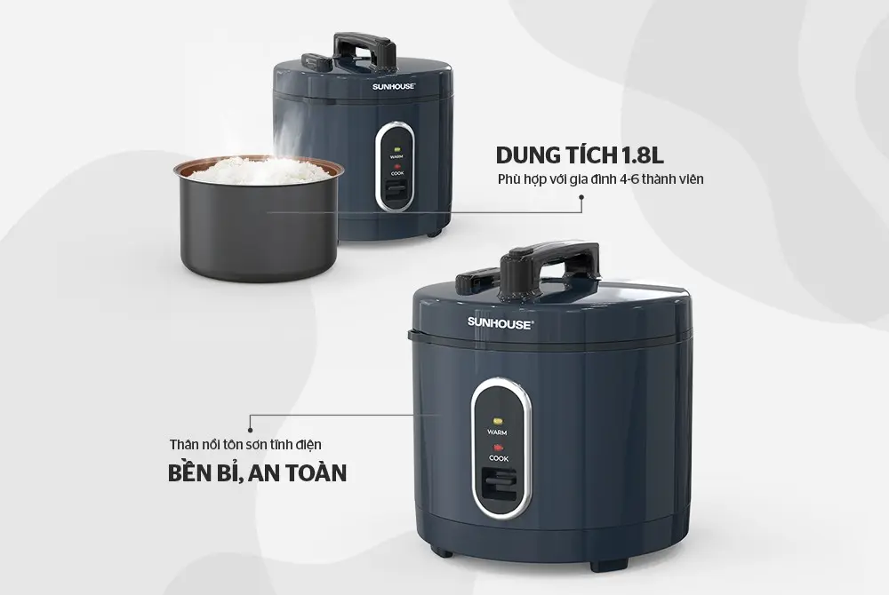 Nồi cơm điện SUNHOUSE SHD8632 - 700W, 1.8 lít - Ảnh 4