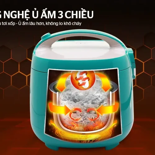 Nồi cơm điện SUNHOUSE SHD8652G màu xanh với công nghệ ủ ấm 3 chiều