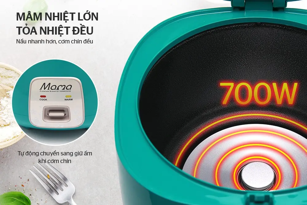 Mâm nhiệt 700W và bảng điều khiển nồi cơm điện SUNHOUSE SHD8652G