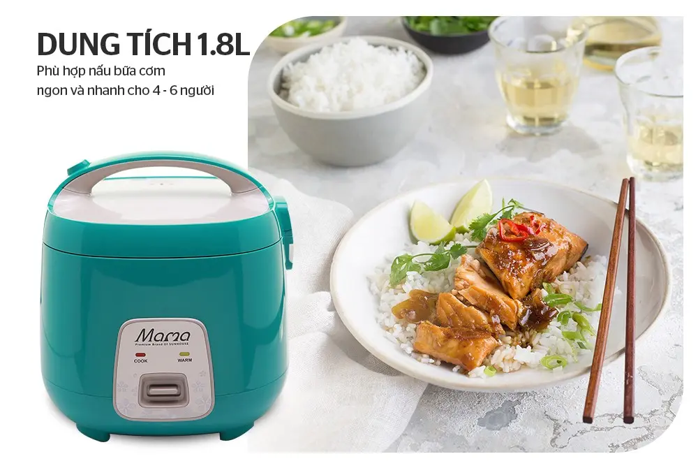 Nồi cơm điện SUNHOUSE SHD8652G 700W 1.8 lít màu xanh ngọc