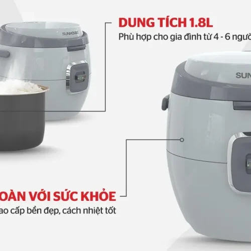 Nồi cơm điện SUNHOUSE SHD8663G 1.8 lít màu xanh xám