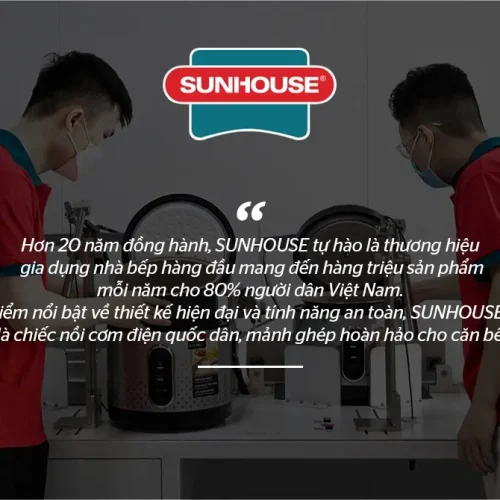 Nồi cơm điện SUNHOUSE SHD8663G trong hình ảnh giới thiệu thương hiệu SUNHOUSE