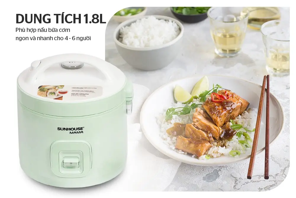 Nồi cơm điện SUNHOUSE SHD8665B - 900W, 1.8 lít - Ảnh 7