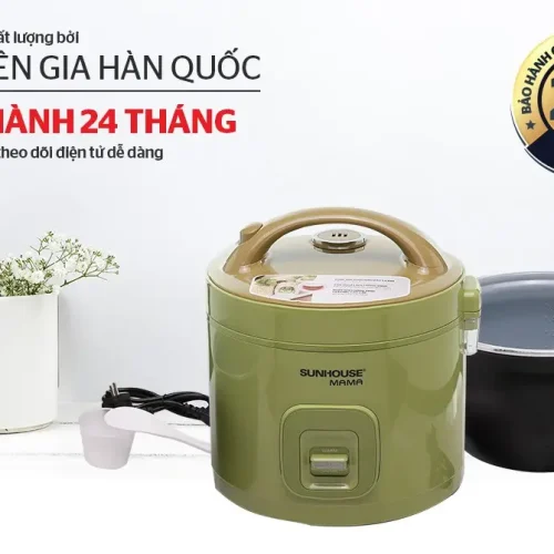 Nồi cơm điện SUNHOUSE SHD8665G 1.8 lít màu xanh rêu kèm lòng nồi chống dính