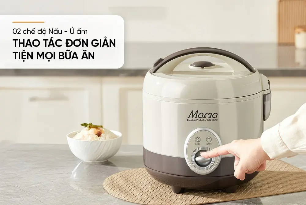Nồi cơm điện SUNHOUSE SHD8667 1.8 lít với hai chế độ nấu và ủ ấm