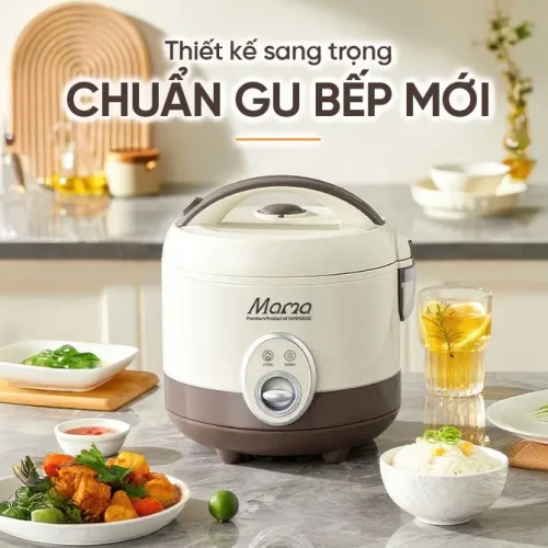 Nồi cơm điện SUNHOUSE SHD8667 đặt trên bàn bếp