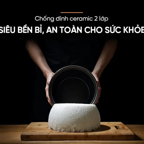 Lòng nồi chống dính ceramic 2 lớp của nồi cơm điện SUNHOUSE SHD8670