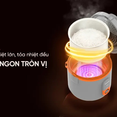 Lòng nồi và mâm nhiệt lớn tỏa nhiệt đều của nồi cơm điện SUNHOUSE SHD8670 2.2 lít