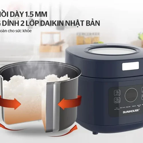 Lòng nồi chống dính 2 lớp của nồi cơm điện SUNHOUSE SHD8802