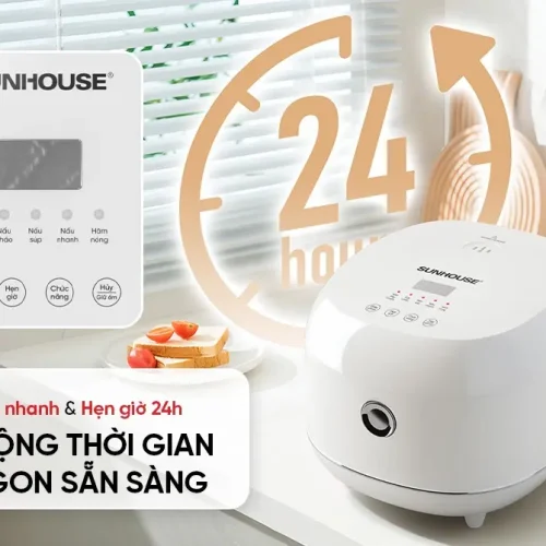 Nồi cơm điện SUNHOUSE SHD8803 với bảng điều khiển cảm ứng và hẹn giờ 24 giờ