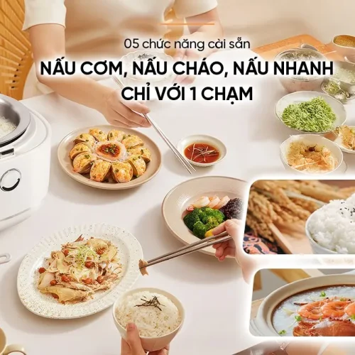 Nồi cơm điện SUNHOUSE SHD8803 cảm ứng 1 lít 500W với các chế độ nấu