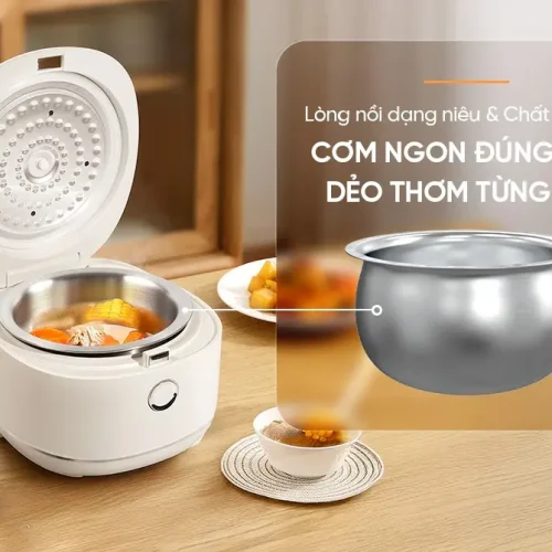 Lòng nồi inox của nồi cơm điện SUNHOUSE SHD8803, giữ cơm dẻo thơm