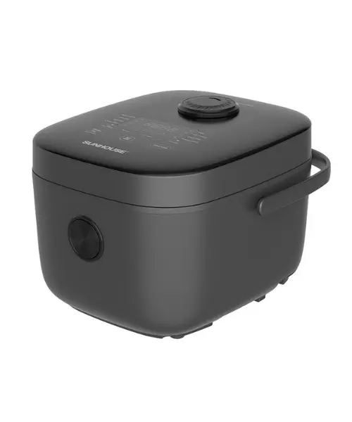 Nồi cơm điện SUNHOUSE SHD8823 màu đen nhìn từ góc chéo mặt trước bên phải