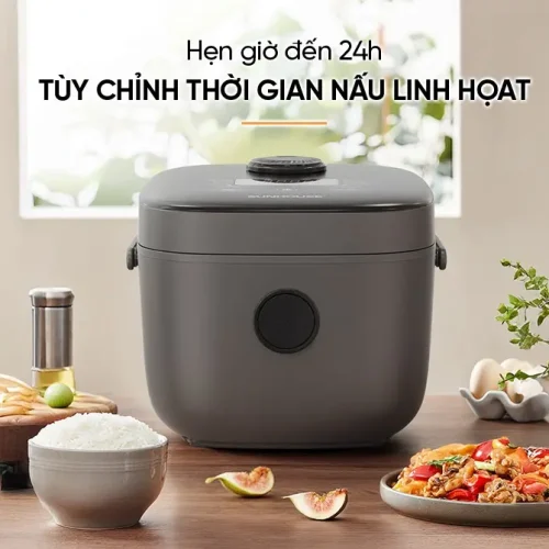 Nồi cơm điện cảm ứng SUNHOUSE SHD8823 màu xám với tính năng hẹn giờ đến 24 giờ