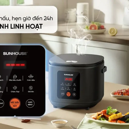 Nồi cơm điện SUNHOUSE SHD8825 với bảng điều khiển 6 chế độ nấu và hẹn giờ