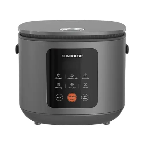 Nồi cơm điện SUNHOUSE SHD8825 1.5 lít màu xám nhìn từ mặt trước