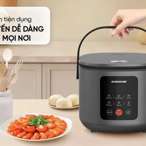 Nồi cơm điện SUNHOUSE SHD8825 màu xám với quai xách tiện dụng