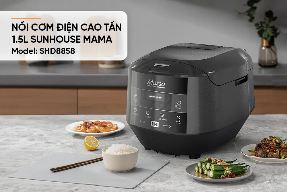 Nồi cơm điện SUNHOUSE SHD8858 - 1200W, 1.5 lít, Cảm ứng - Ảnh 9