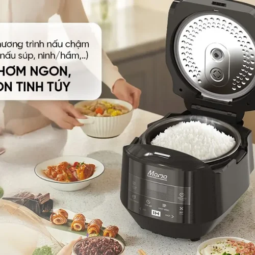 Nồi cơm điện SUNHOUSE SHD8858 mở nắp với lòng nồi cơm trắng