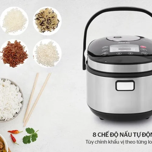 Nồi cơm điện SUNHOUSE SHD8903 màu bạc với 8 chế độ nấu tự động