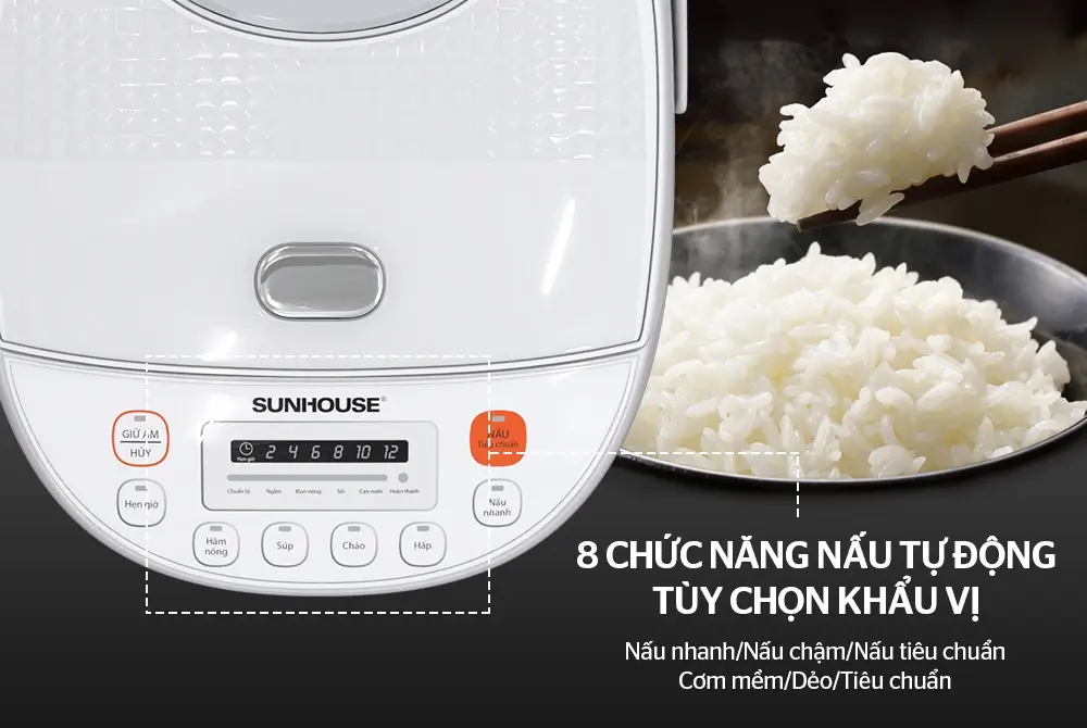 Nồi cơm điện SUNHOUSE SHD8906 - 860W, 1.8 lít - Ảnh 6