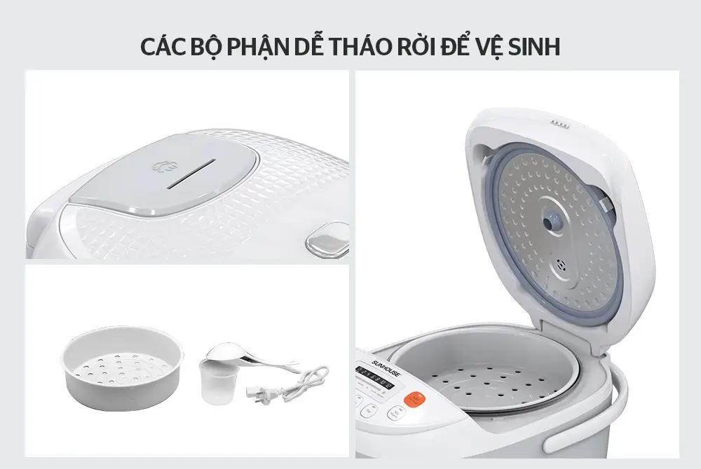 Nồi cơm điện SUNHOUSE SHD8906 - 860W, 1.8 lít - Ảnh 8
