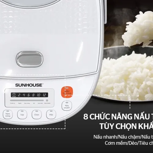 Bảng điều khiển 8 chức năng nấu tự động của nồi cơm điện SUNHOUSE SHD8906