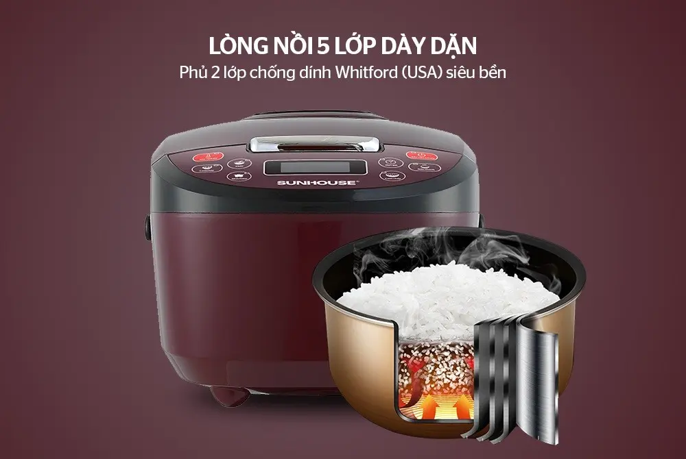 Nồi cơm điện SUNHOUSE SHD8909 - 700W, 1.8 lít - Ảnh 6