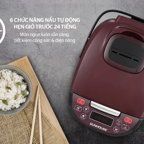 Nồi cơm điện SUNHOUSE SHD8909 với chức năng hẹn giờ 24 tiếng
