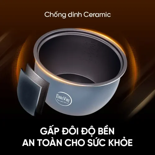 Lòng nồi chống dính Ceramic của nồi cơm điện SUNHOUSE SHD8912 1.8 lít