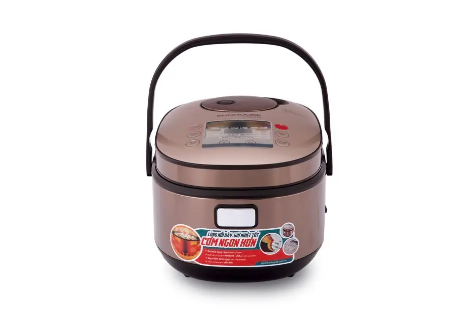 Nồi cơm điện SUNHOUSE SHD8915 1.5 lít với quai xách, góc chính diện