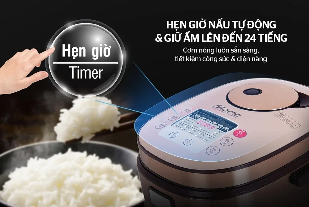 Nồi cơm điện SUNHOUSE SHD8915 hẹn giờ nấu tự động và giữ ấm 24 giờ