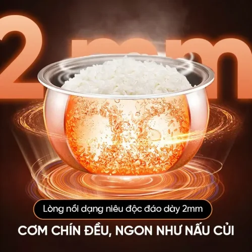 Nồi cơm điện SUNHOUSE SHD8916 với lòng nồi dày 2 mm giúp cơm chín đều