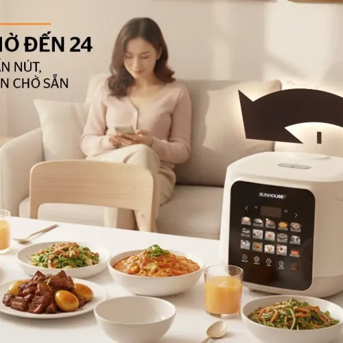 Nồi cơm điện SUNHOUSE SHD8925 với tính năng hẹn giờ nấu đến 24 giờ