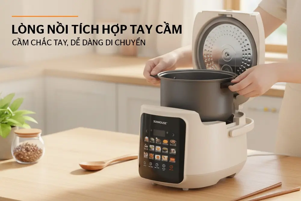 Lòng nồi có tay cầm của nồi cơm điện SUNHOUSE SHD8925