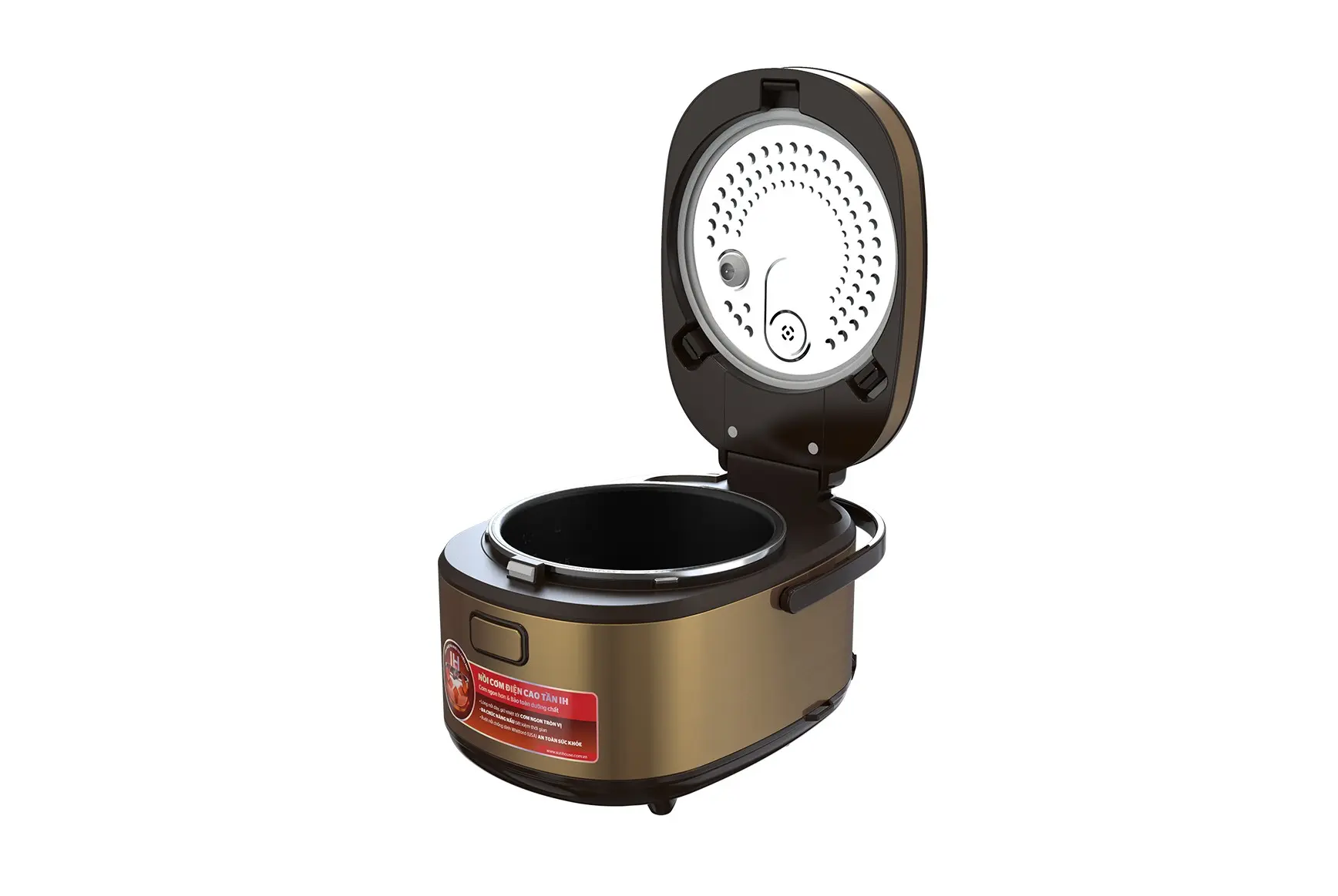 Nồi cơm điện SUNHOUSE SHD8955 mở nắp, hiển thị lòng nồi chống dính